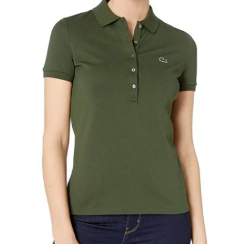 Lacoste Green Stretch Cotton Pique Polo